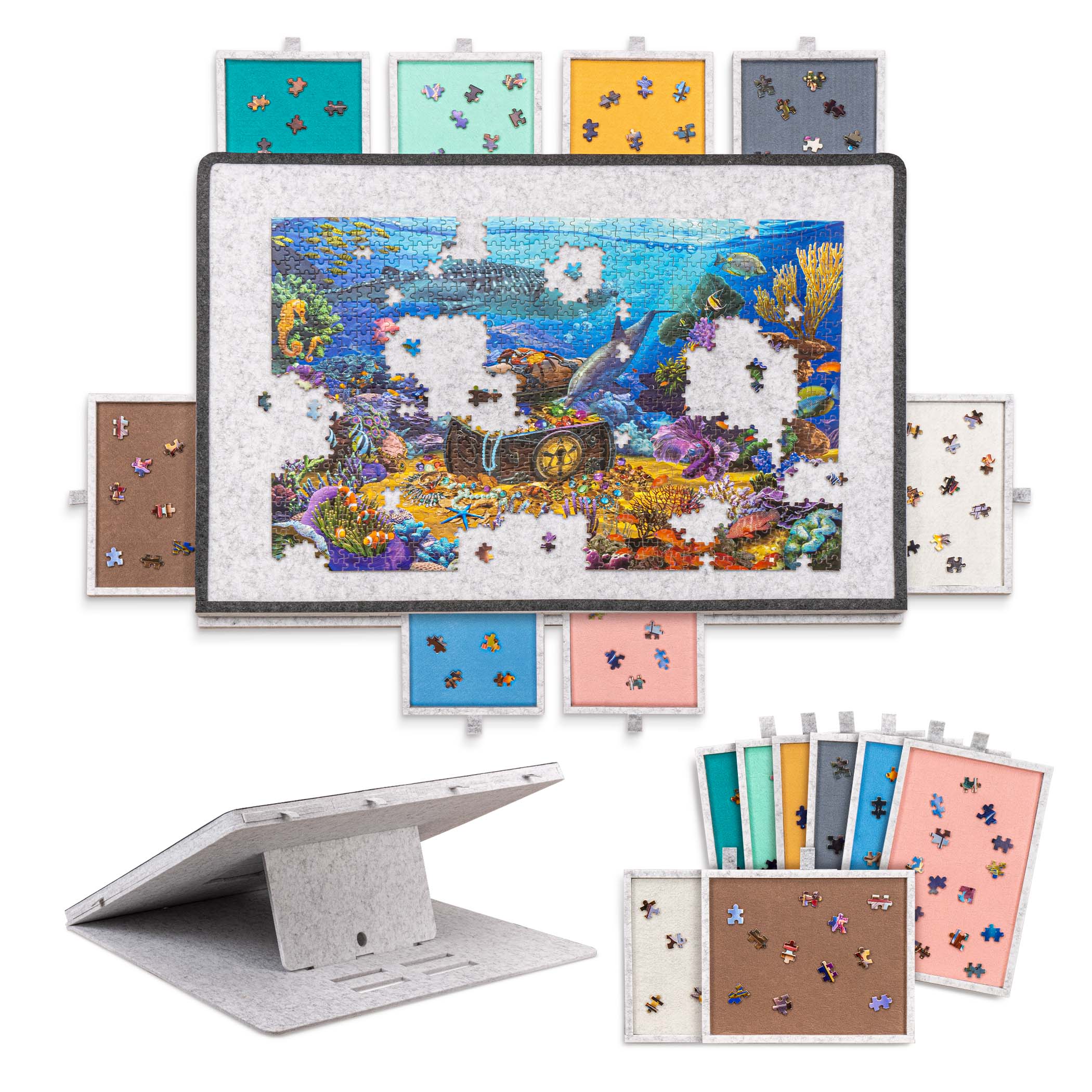 Tilting Puzzle Board with 2-in-1 Designed Stand & Cover JPB085-LGra