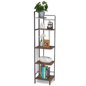 Becko US Corner Bookshelf Bookcase 5 Tier WGQJJ002-Bro