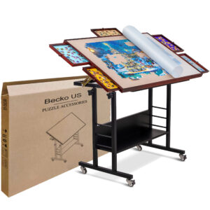 Tilting Puzzle Table with 5 Drawers & Cover, Adjustable Puzzle Board with 5 Tilt Angle & Height Adjustment JPT049