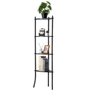 Becko US Corner Bookshelf Bookcase Corner Shelf 4 Tier Display Rack (Black) WGQJJ003-Bla