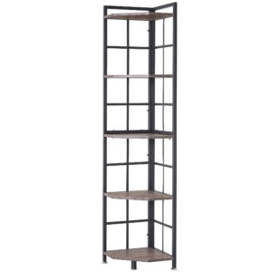 Becko US Corner Shelf Corner Bookcase Plant Stand Storage Rack for Living Room Home Office WGQJJ001-Gra