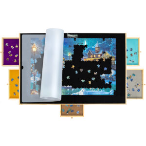 Jigsaw Puzzle Board with Timer & 5 Magnetic Drawers JPT035