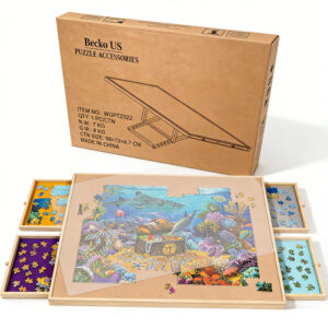 Tilting Puzzle Board with 4 Colorful Drawers & Cover, Adjustable Jigsaw Puzzle Table with Built-in Easel/Stand JPT022