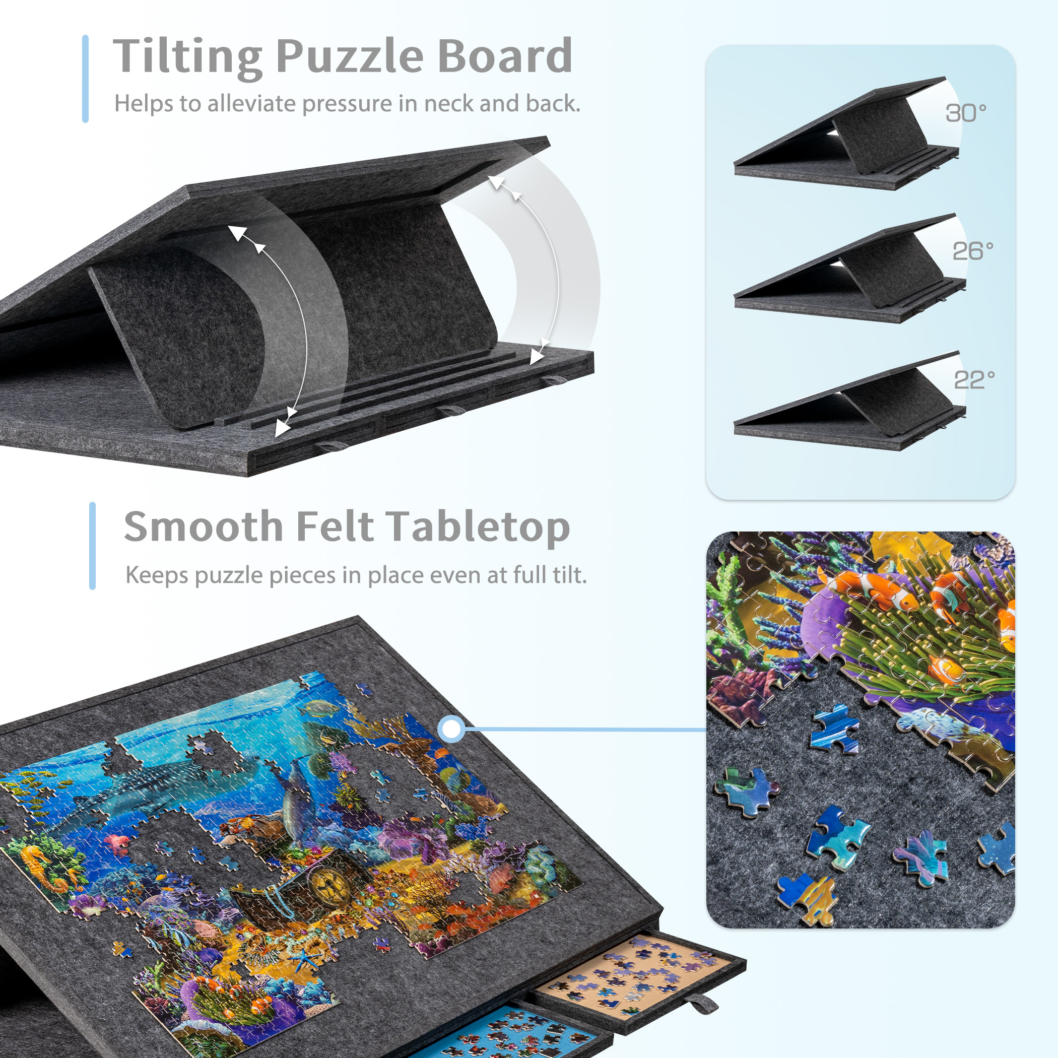 Tilting Jigsaw Puzzle Board JPB080-Dgra