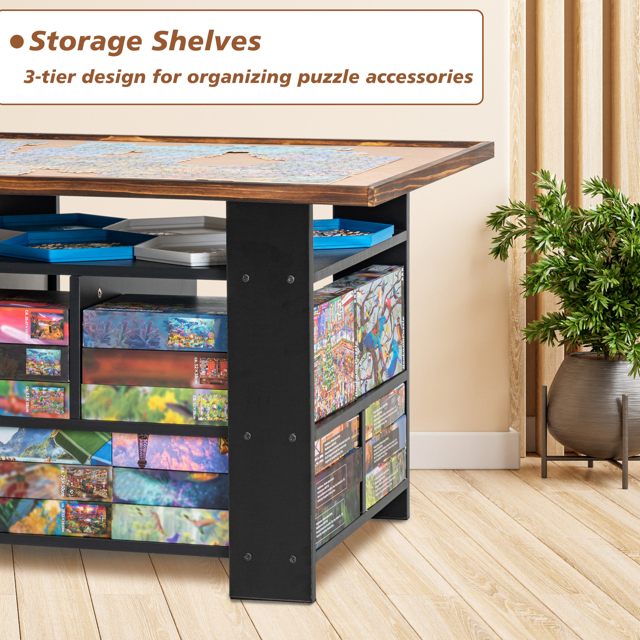 Jigsaw Puzzle Table With Storage Shelves JPT037