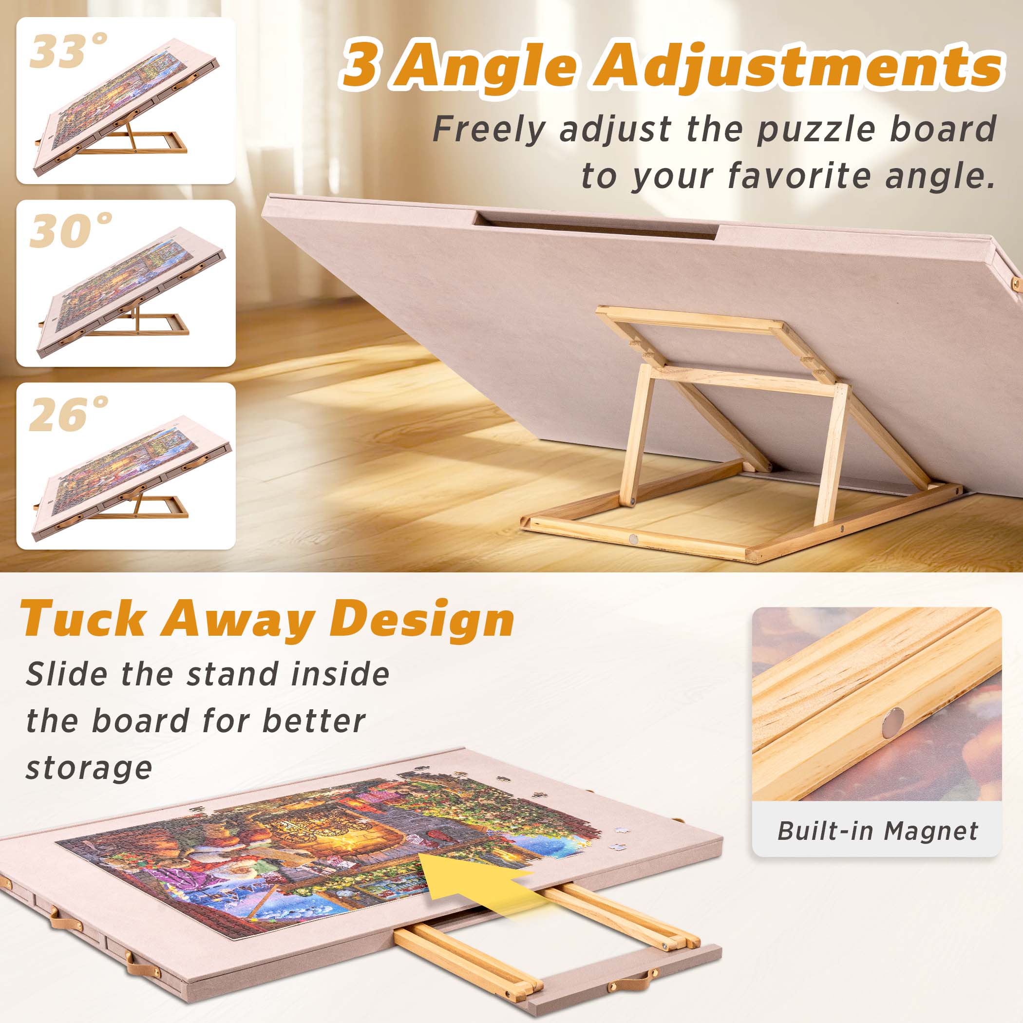 Tilting Puzzle Board with 6 Colored Drawers & Cover JPB084-Pin