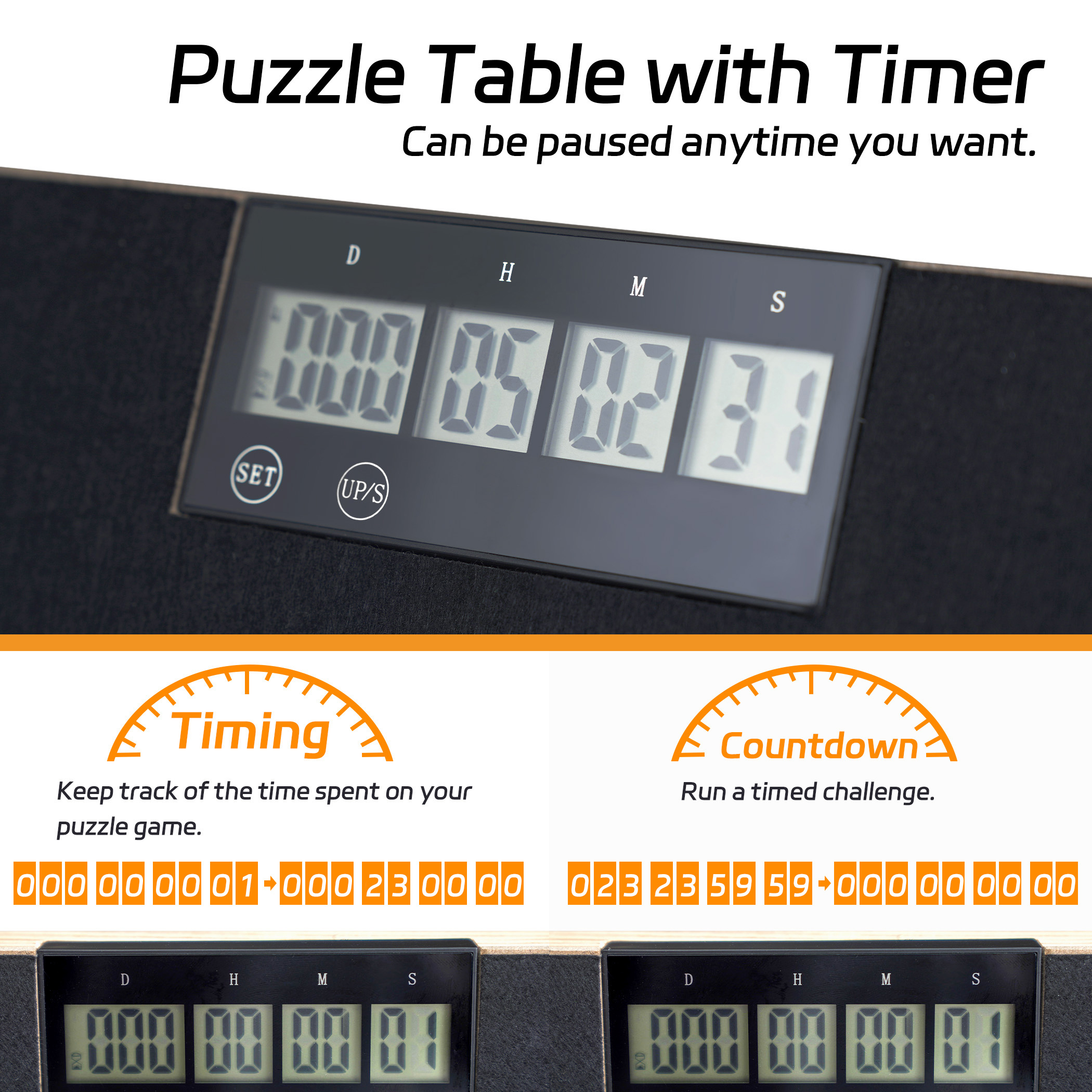 Jigsaw Puzzle Board with Timer & 5 Magnetic Drawers JPT035