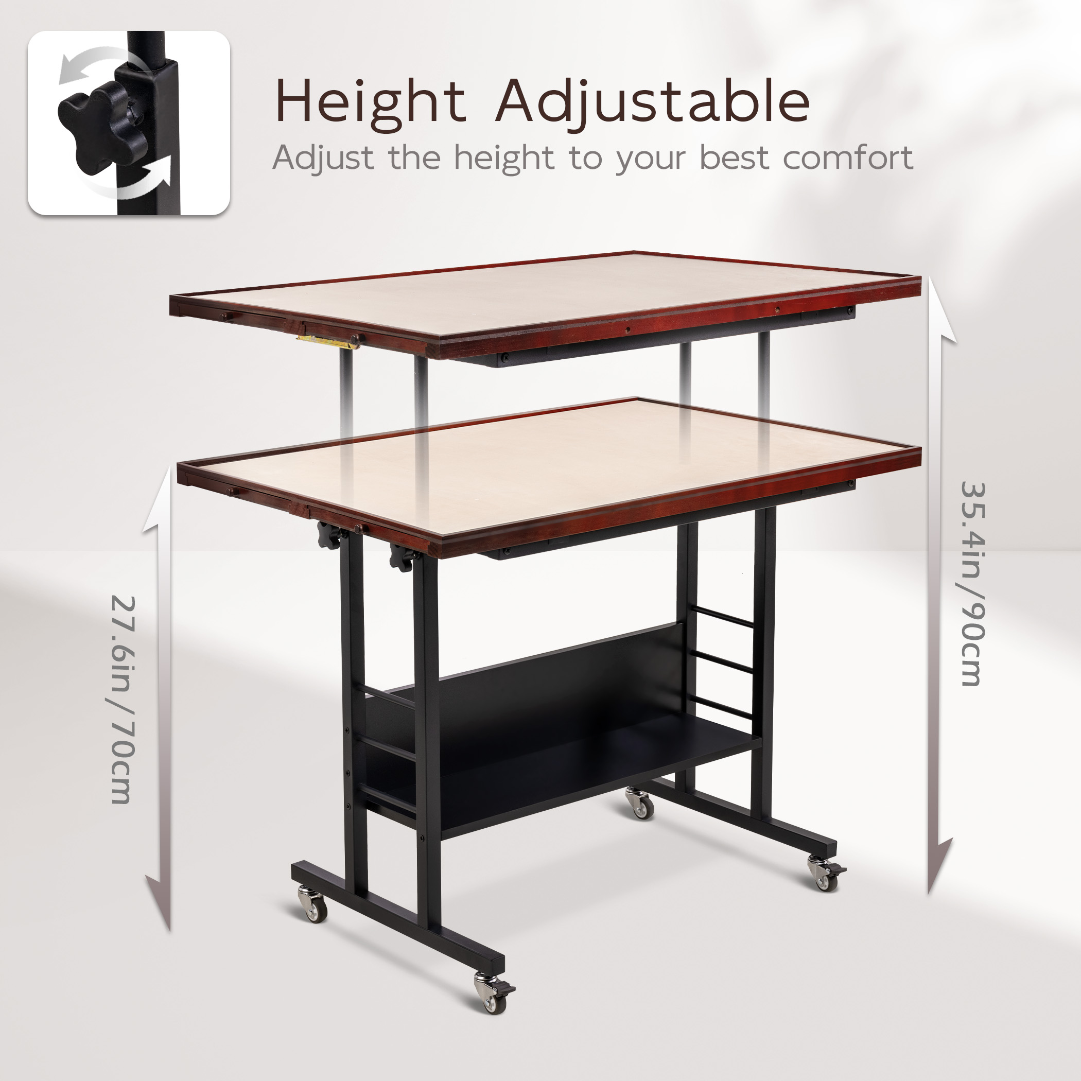 Tilting Puzzle Table with 5 Drawers & Cover, Adjustable Puzzle Board with 5 Tilt Angle & Height Adjustment JPT049