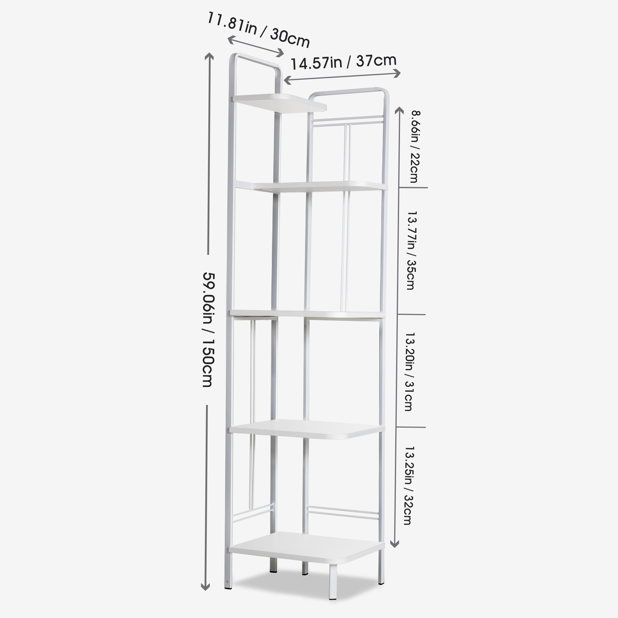 Becko US Corner Bookshelf Bookcase 5 Tier WGQJJ002-Whi