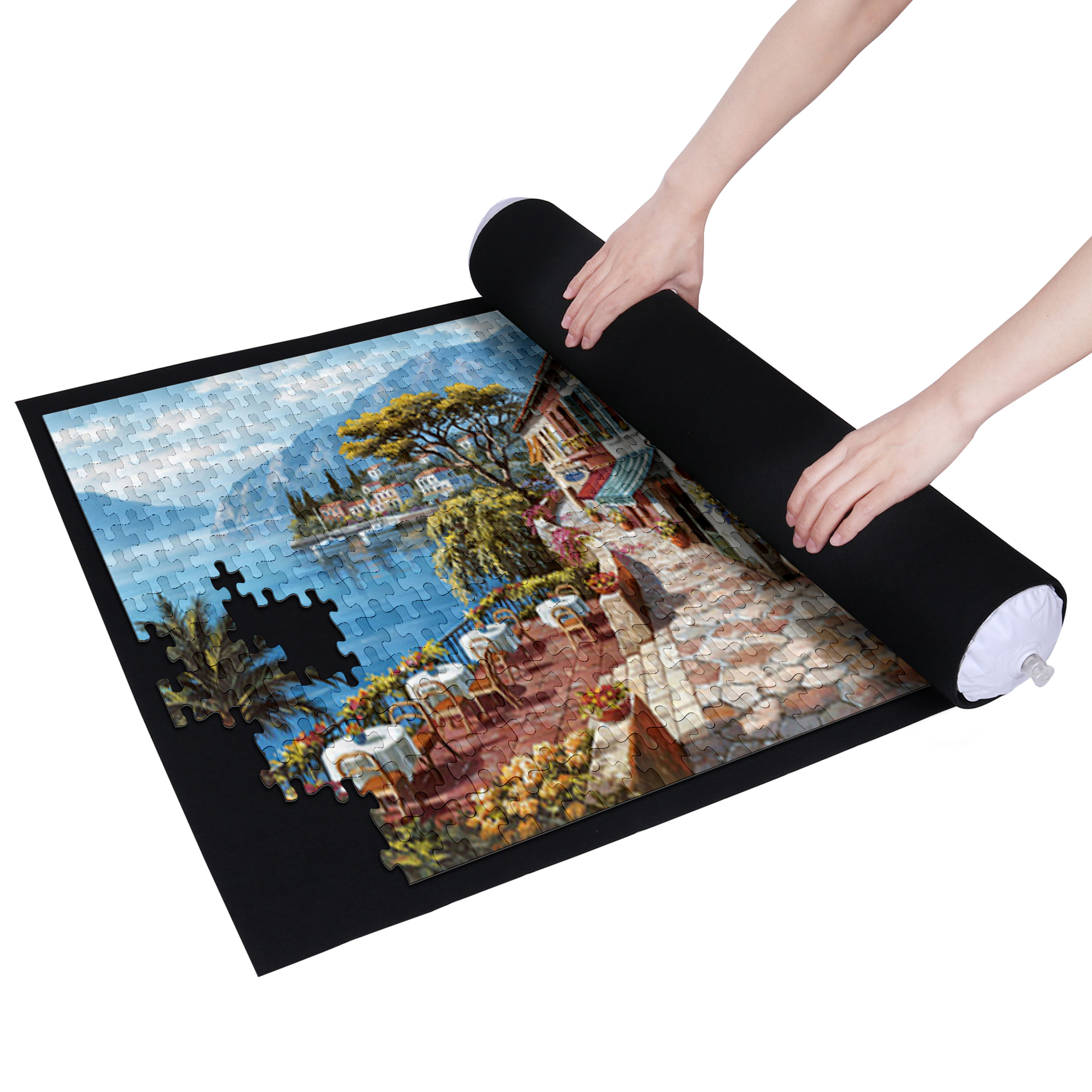 Becko US Puzzle Mat Roll Up with Drawstring Storage Bag, Felt Rollup Mat for Easy Transport & Storage, Portable Puzzle Board Puzzles Saver Keeper for Jigsaw Puzzles Up to 1500 Pieces